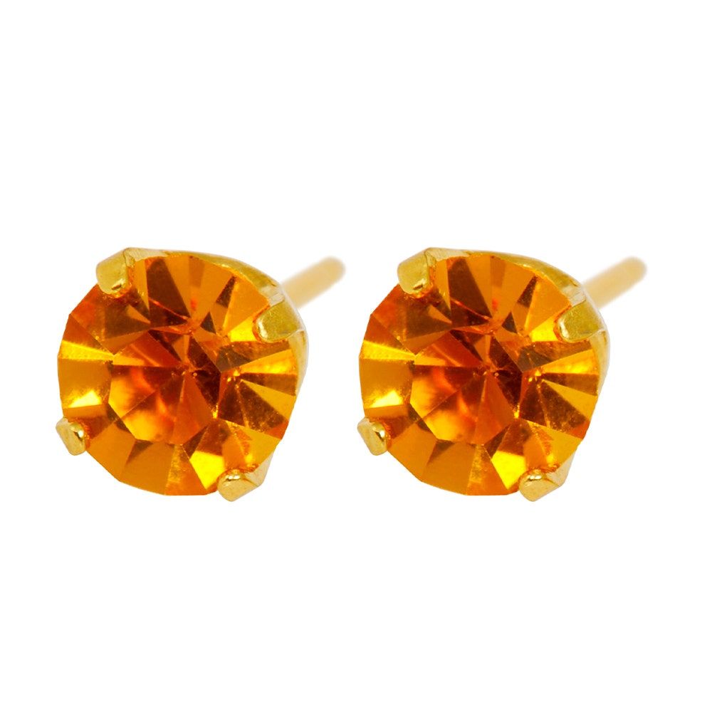 Caflon Fashion Sense Gold Plated, Topaz Tiffany Earring, 5mm