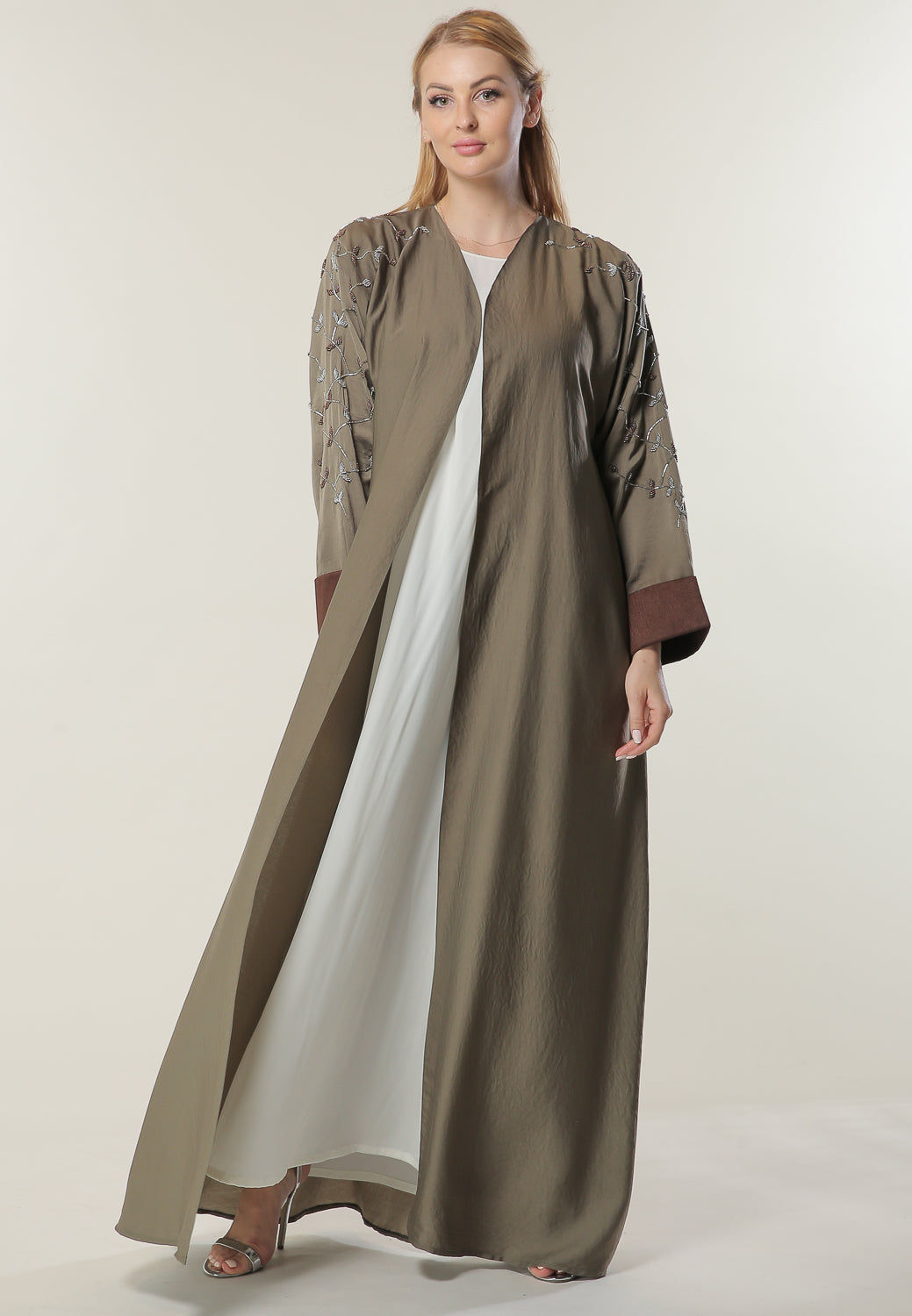 MOiSTREET Tan Abaya with Handwork