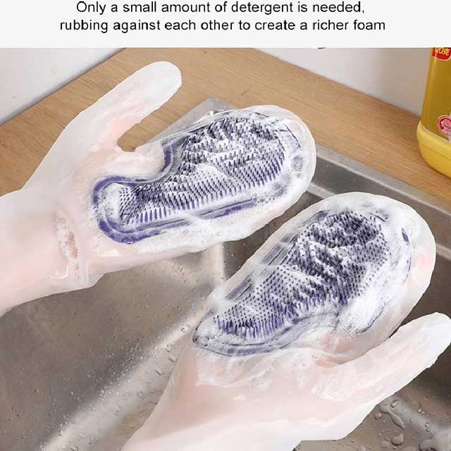 1 Pair Magic Gloves Kitchen Scrubber - Dual-Sided Cleaning Gloves for Washing Dishes & Household Tasks