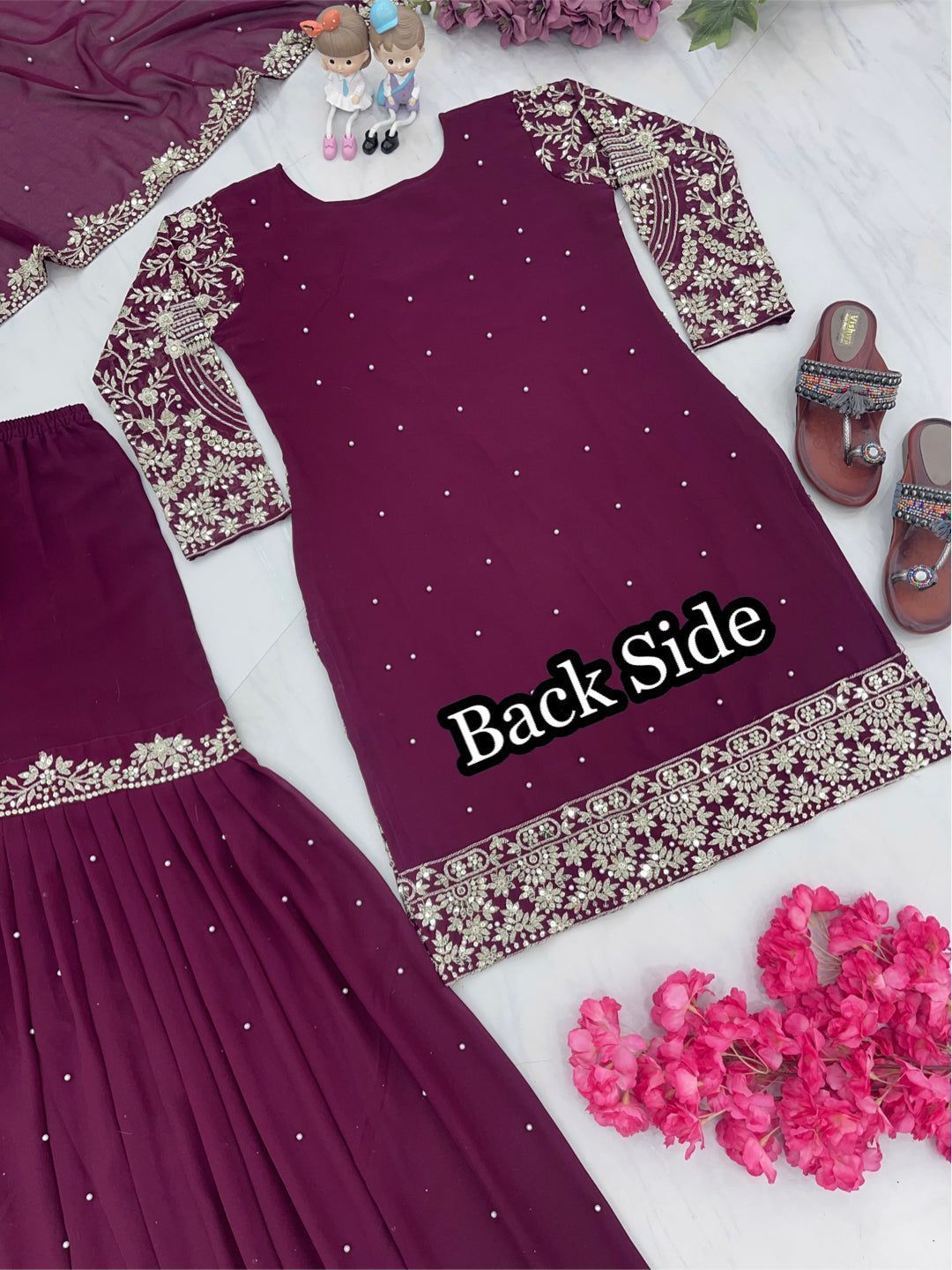 Fab Zone Top Plazzo and Dupatta Set for Designer Party Wear Look
