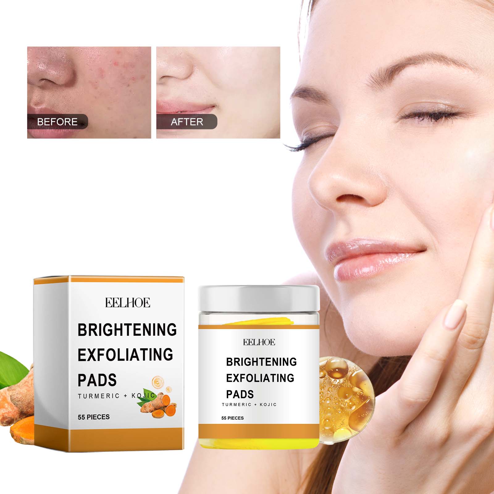 Brightening Exfoliating Pads for Facial Cleansing, Pore Shrinking, Radiant Skin ,55pieces
