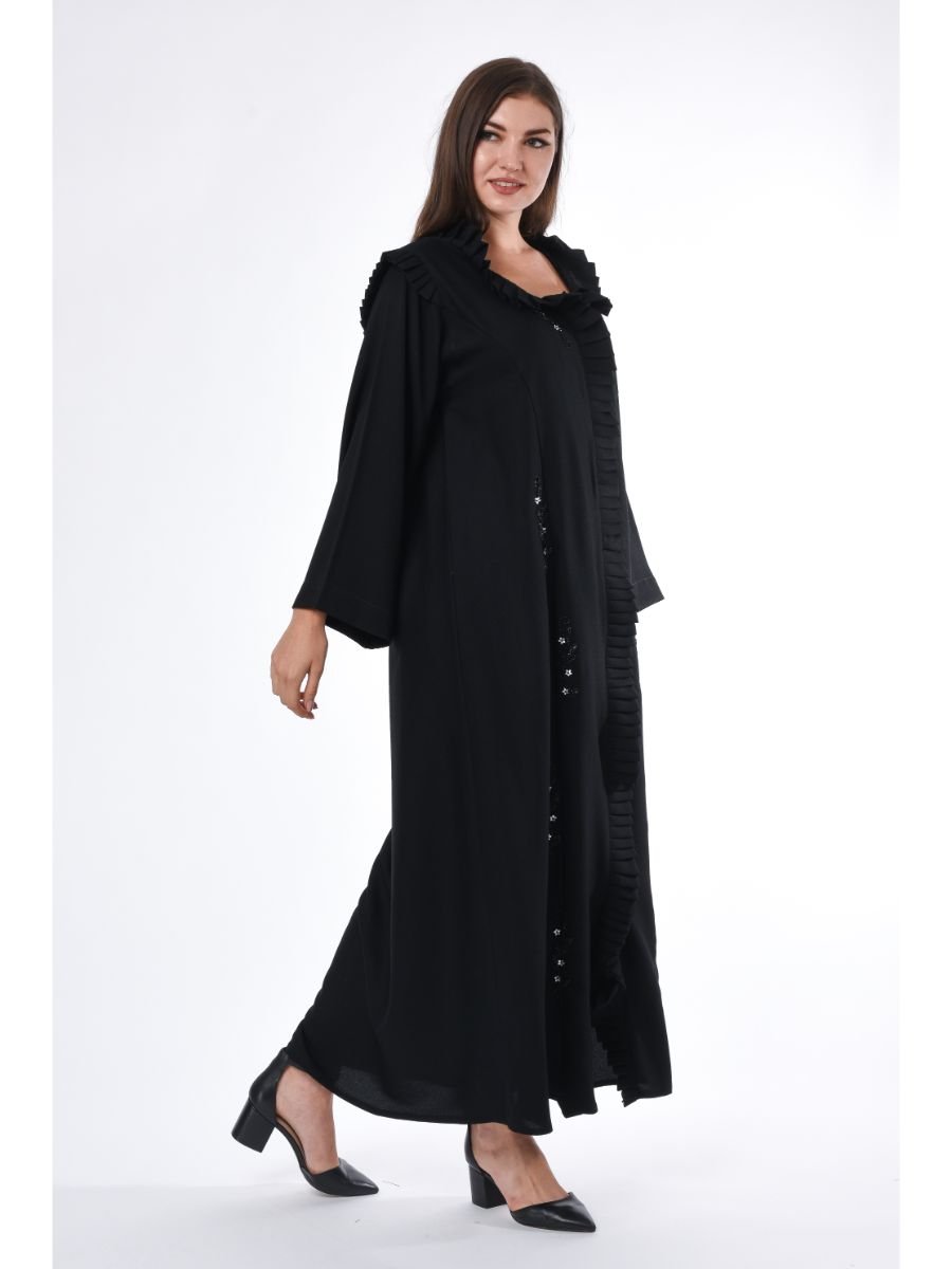 MOiSTREET Black Abaya with Pleated detailing