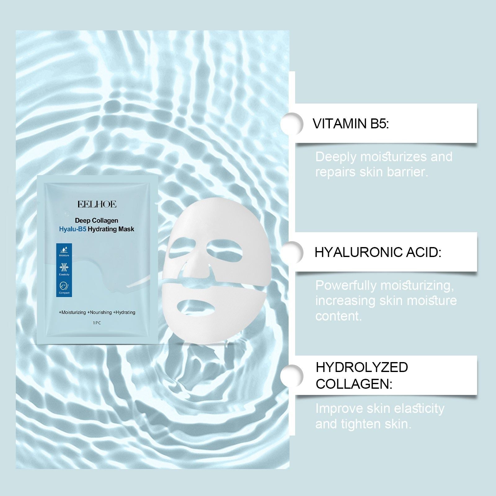 Collagen B5 Facial Mask, Hydrating, Nourishing, Anti-Aging, Skin Repair ,1pcs