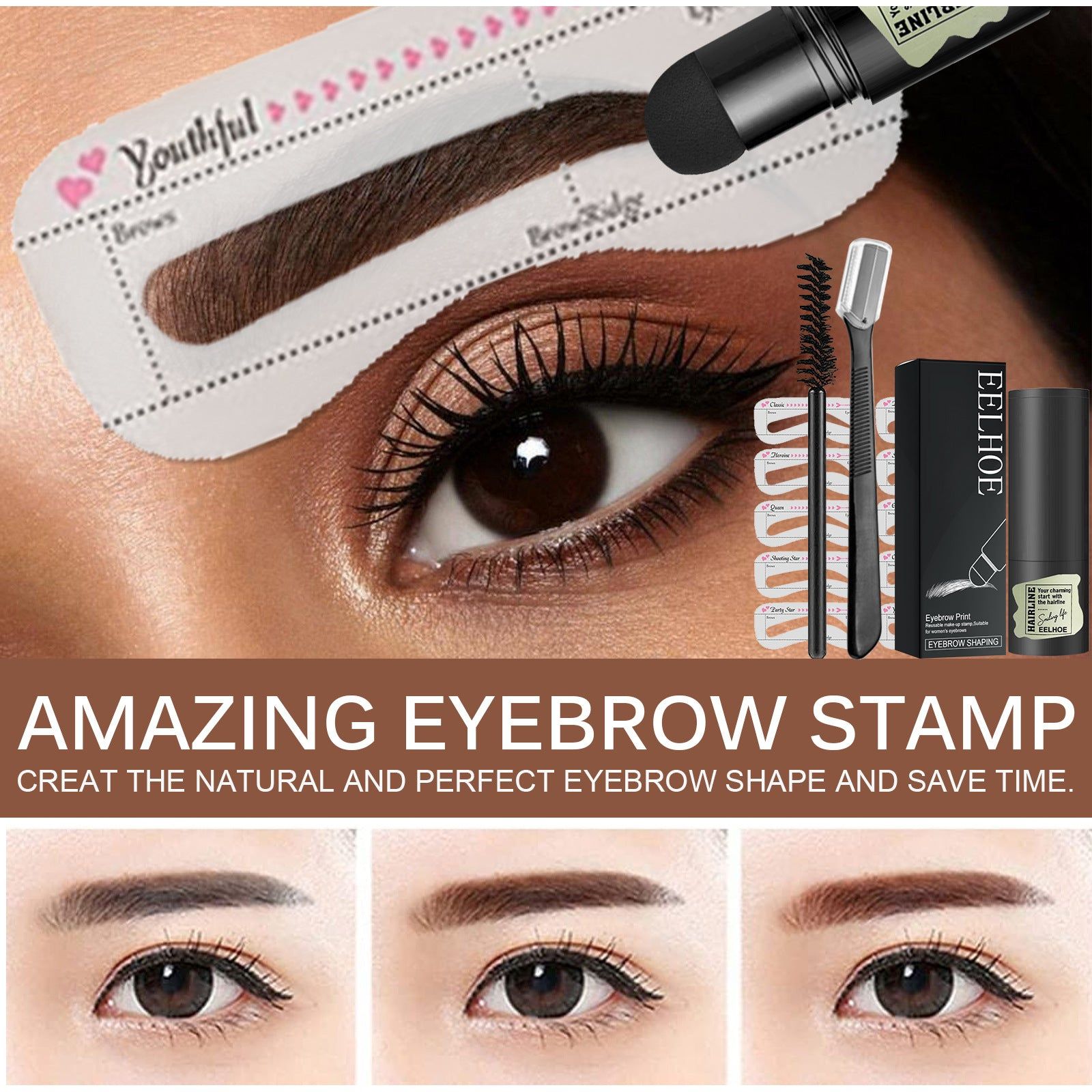 Brow Print Set, Waterproof Eyebrow Shaping Kit, Natural Hairline Powder, Easy Makeup, Perfect Brows ,1set