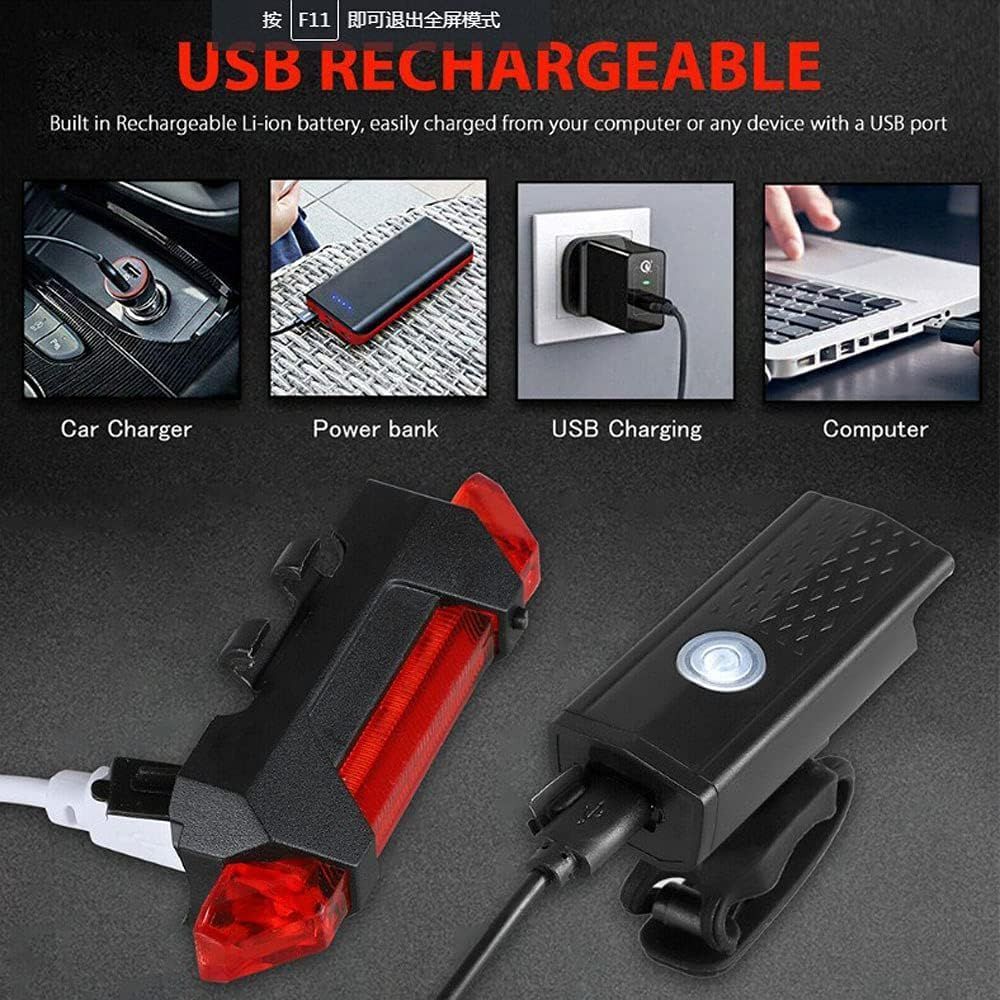 Bright LED Bike Light Set Front Headlight And Rear Taillight For Bicycle Night Ride