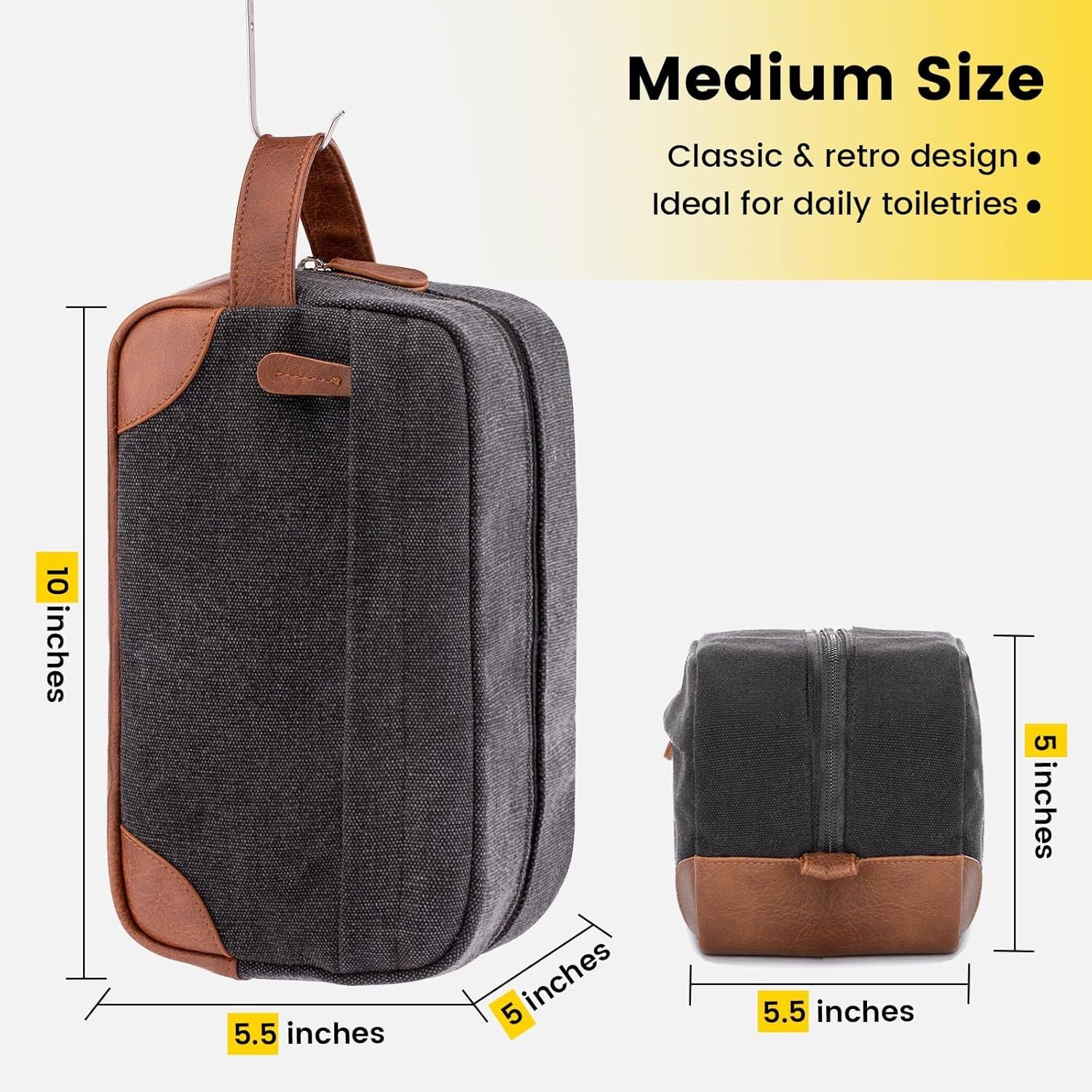 Toiletry Bag Water Hanging Dopp Kit Resistant Canvas Shaving Bag for Travel