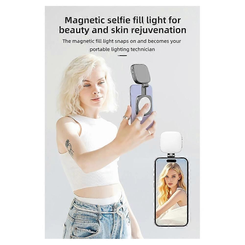 Magnetic Fill Light for Live Broadcast, Mobile Phone Ring Light, Mirror,Beauty Selfie Light,Compact Portable Light White(White)