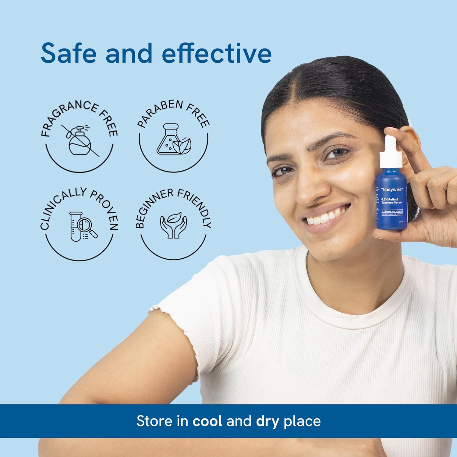 سيروم Be Bodywise 0.3٪ ريتينول و 25٪ سكوالين المضاد للشيخوخة | يقلل الخطوط الدقيقة والتجاعيد ويحسن حيوية البشرة | 30 مل