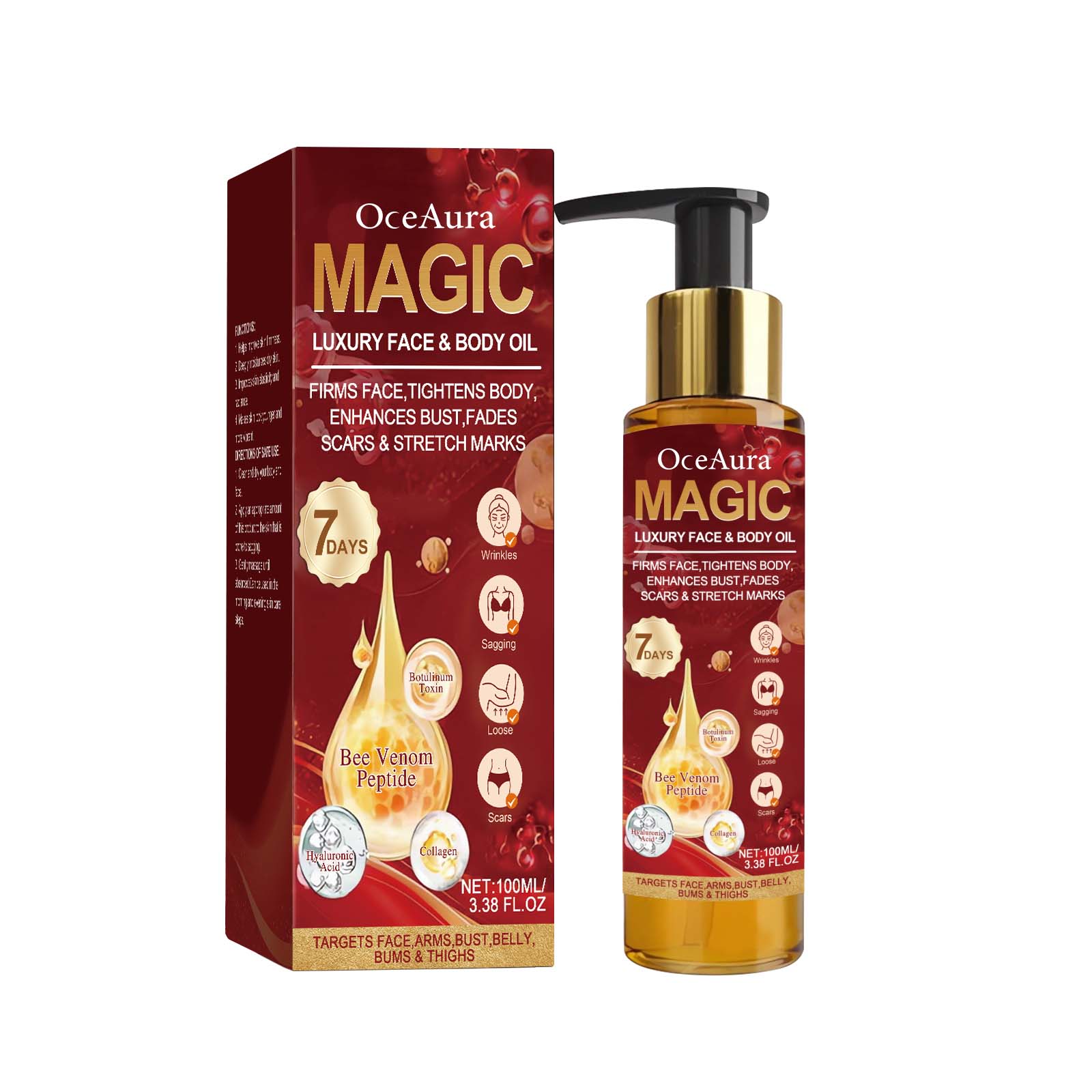 Bee Venom Skin Care Oil, Hydrating, Anti-Aging, Moisturizing, Elasticity ,100ml