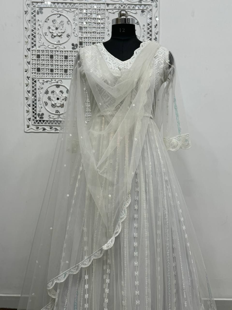 Fab Zone Women's Party Wear Gown with Dupatta