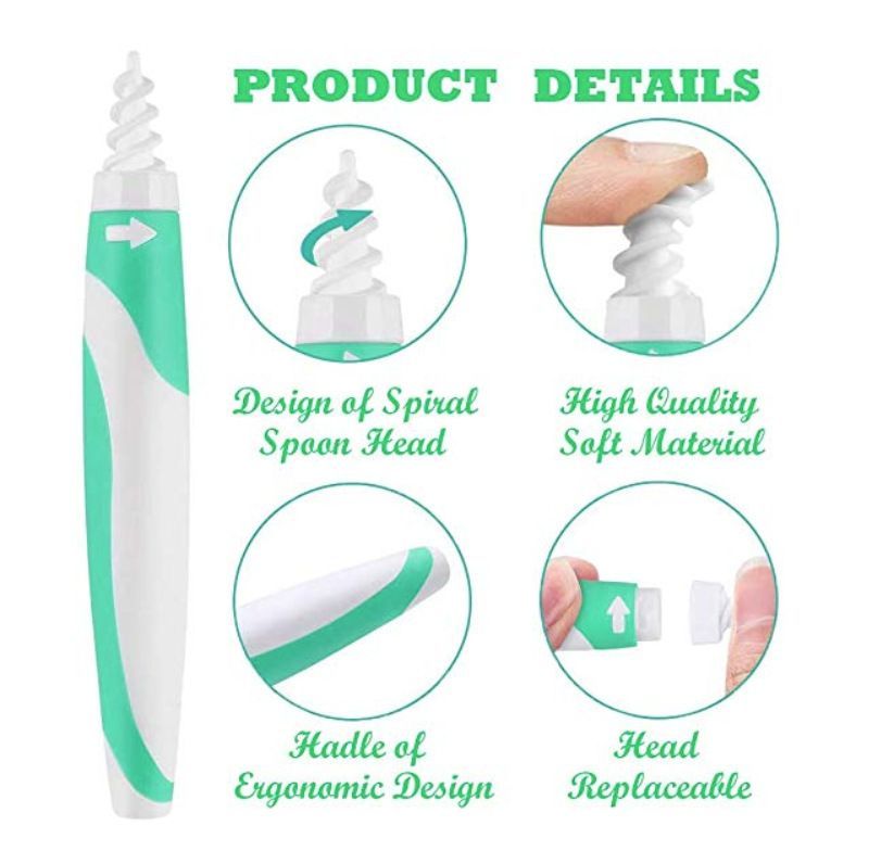 Ear Wax Removal Kit Ear Cleaning Spiral Swab With 15 Soft Replacement Tips Ear Care Tool