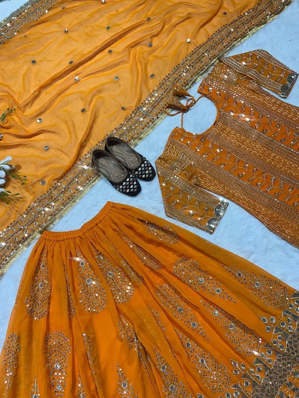 Fab Zone Top Plazzo With Dupatta And Heavy Embroidery Work Designer Party Wear Look
