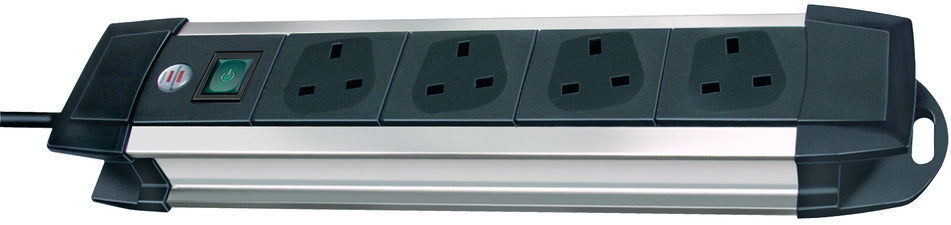 BRENNENSTUHL 1391003014 Premium-Alu-Line، سلك تمديد رباعي الاتجاهات (مفتاح وكابل بطول 1.8 متر - زاوية 80 درجة للمقابس) أسود