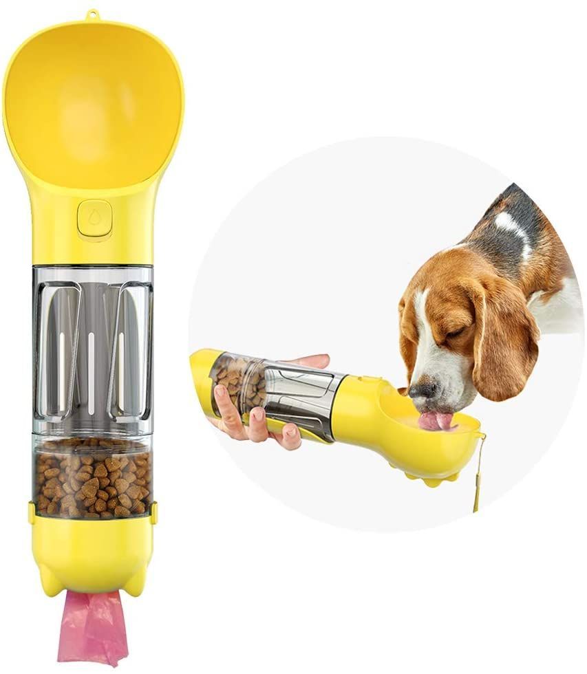 Pet Dispensor With Food Storage Drinking Bowl Poop Bagand Shovel