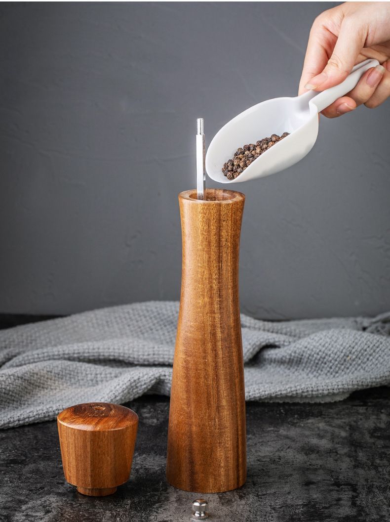 Pepper Grinder Wooden Manual Adjustable Salt Pepper Grinder Mill For Kitchen