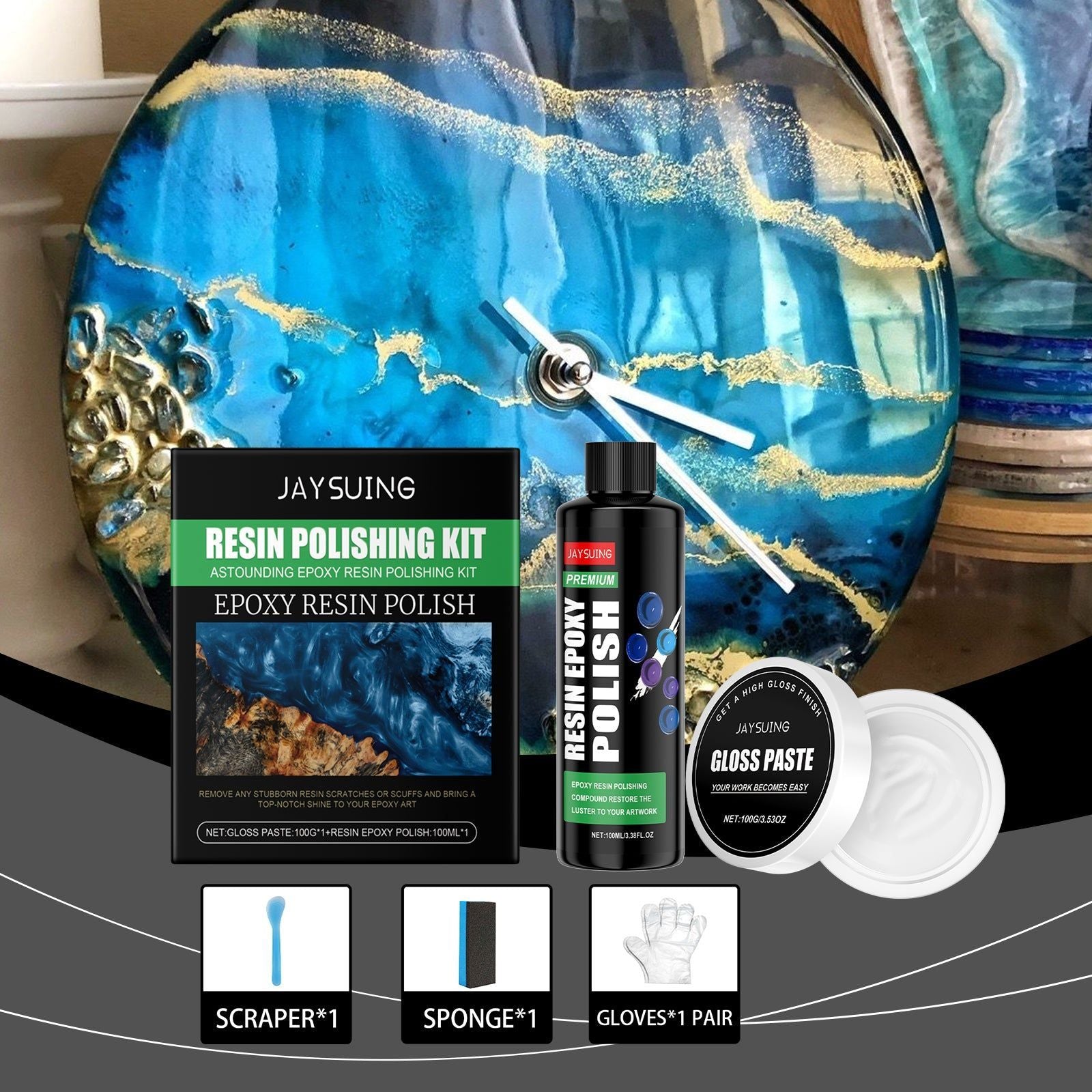 Refinish & Polish Kit, Epoxy Art Accessories, Restores Shine, Easy to Use ,1set