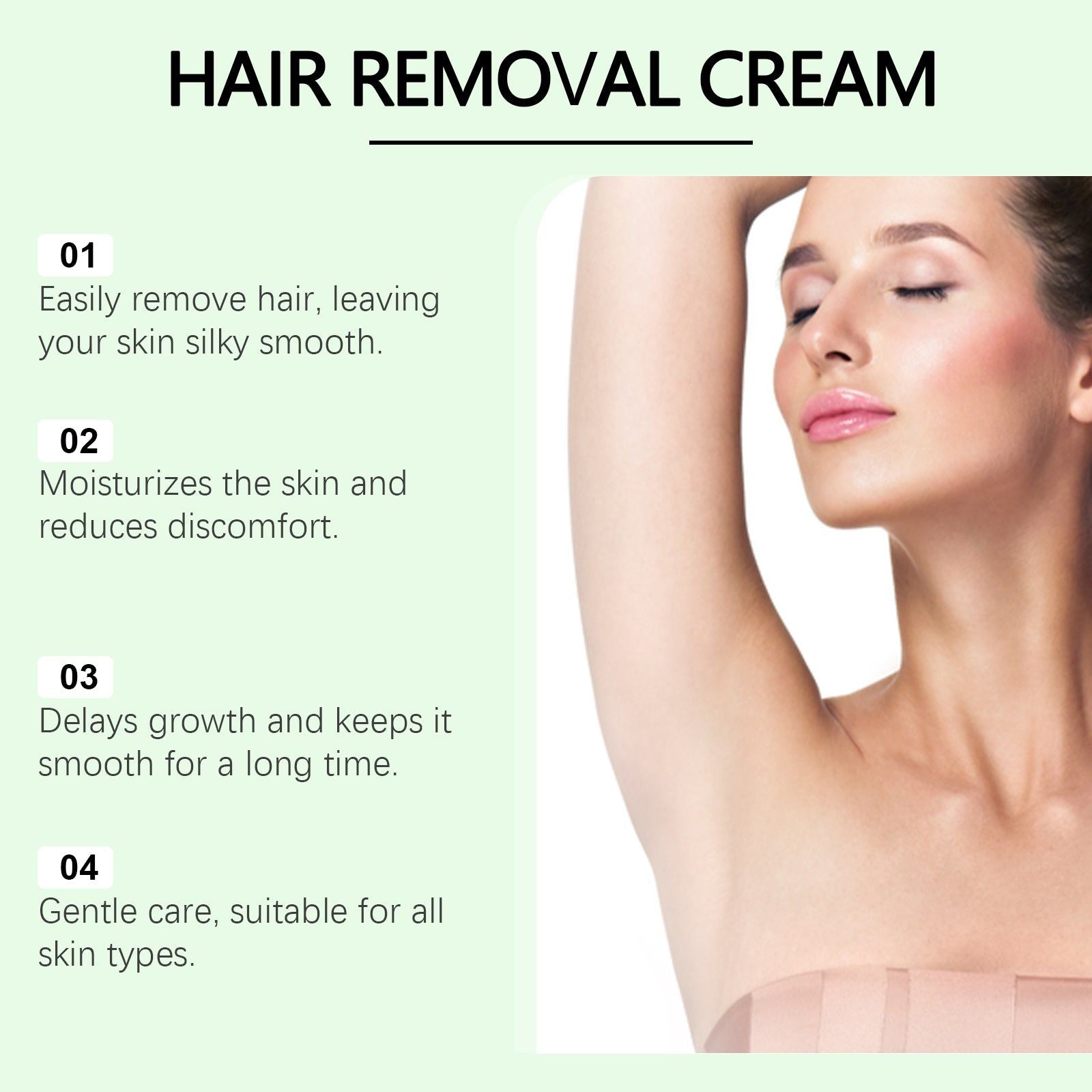 Aloe Soothing Hair Removal Cream, Gentle, Moisturizing, Fast-Acting, Long-Lasting Smoothness ,60g