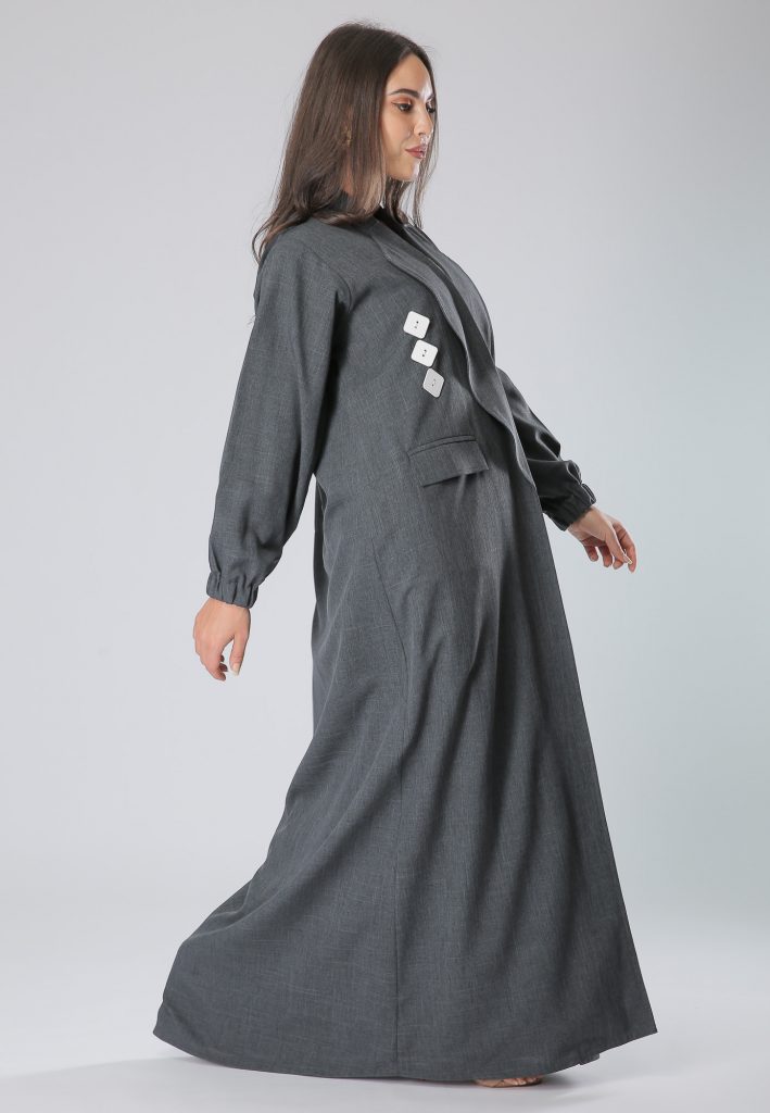 MOiSTREET Grey Coat Abaya Dress