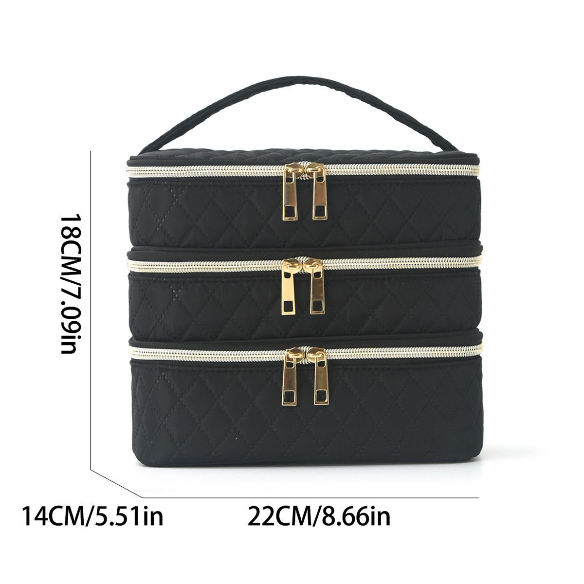 3 Layer Travel Makeup Bag with Brush Compartments