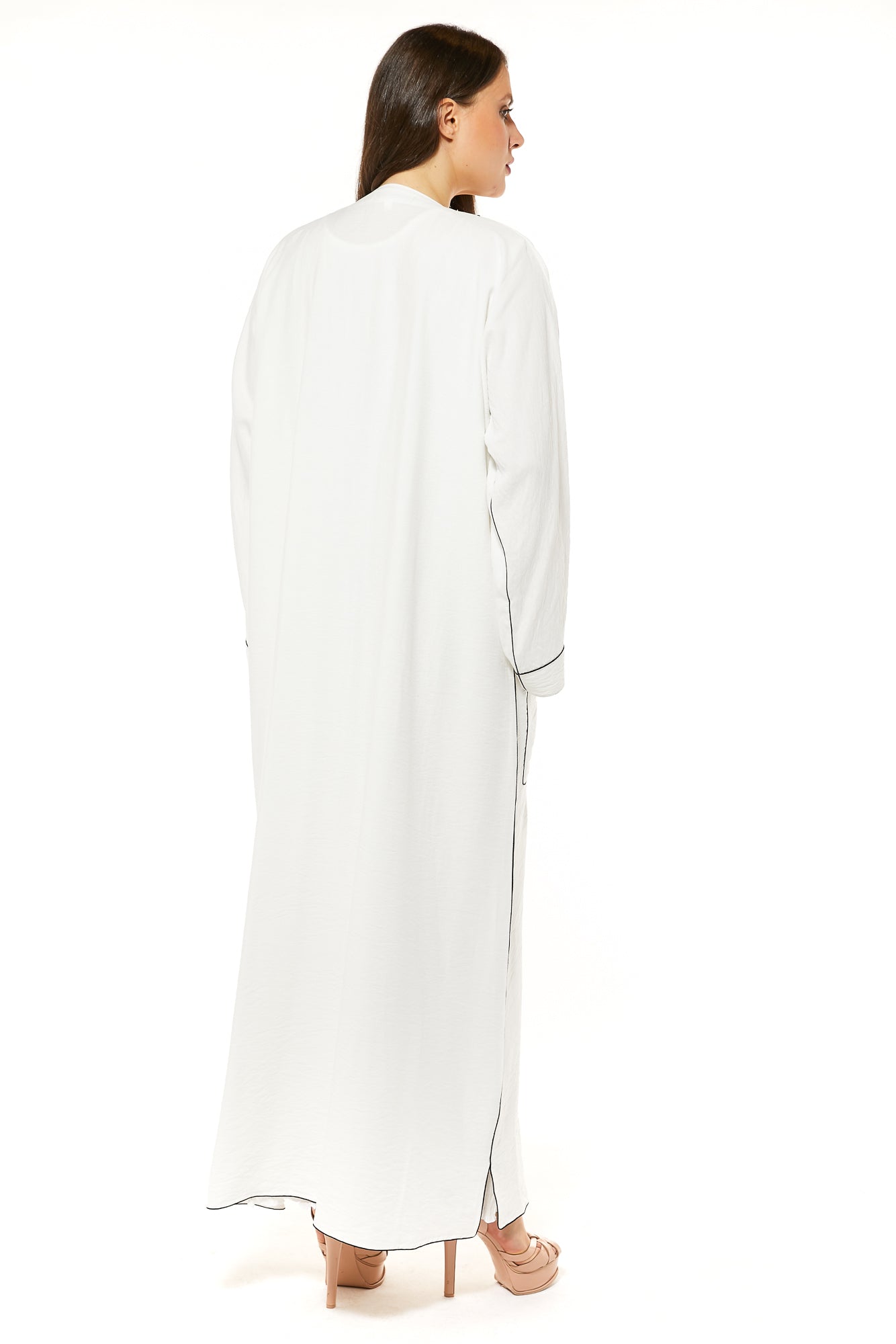 MOiSTREET White Linen Casual Abaya