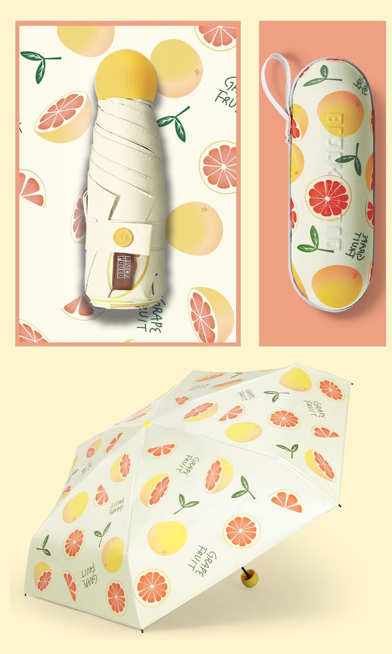 Fruit Mini Umbrella Portable UV Protection Umbrella Windproof Capsule Umbrella