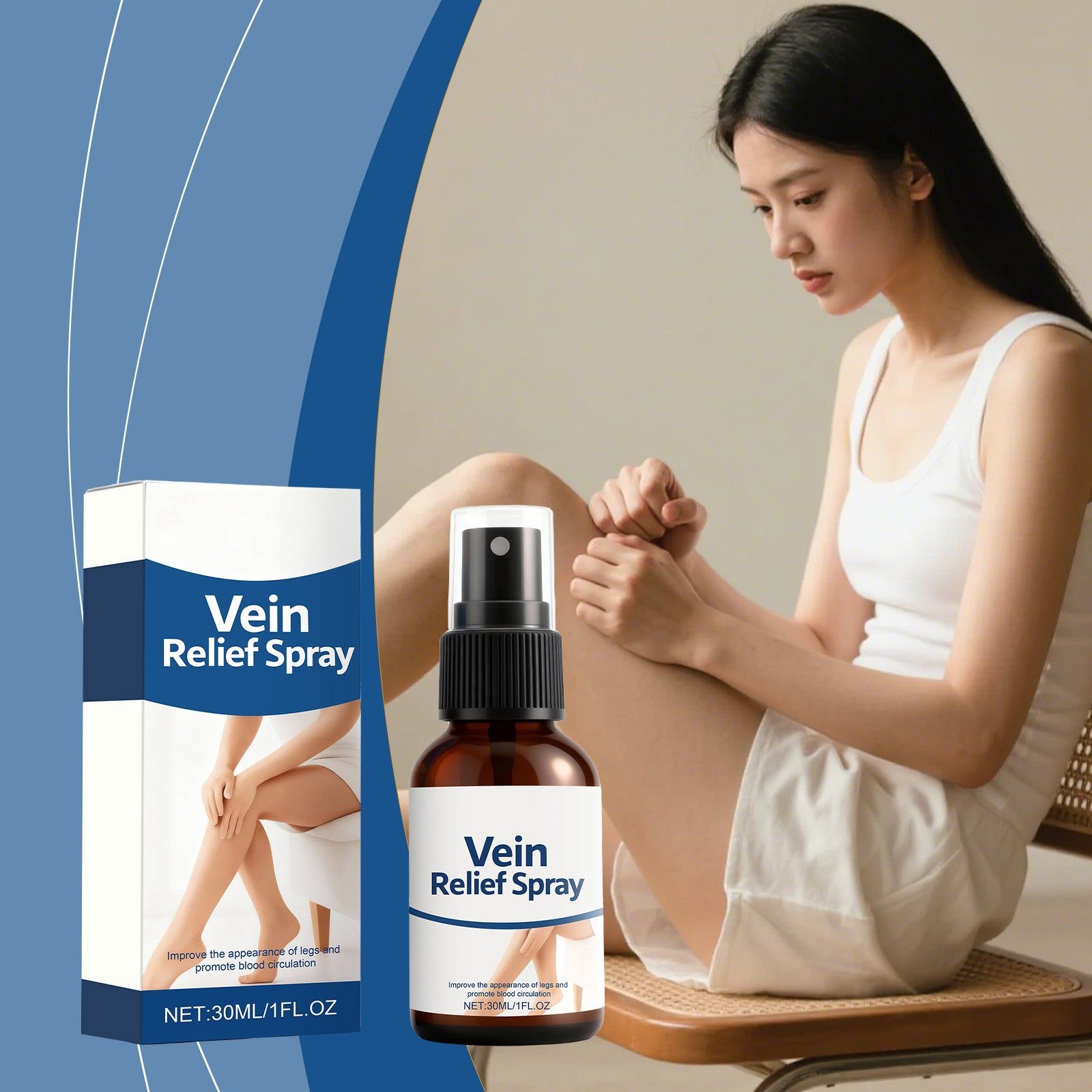Revitalize Your Legs, Long Office Sitting Relief, Cool Soft Daily Care Spray ,30ml