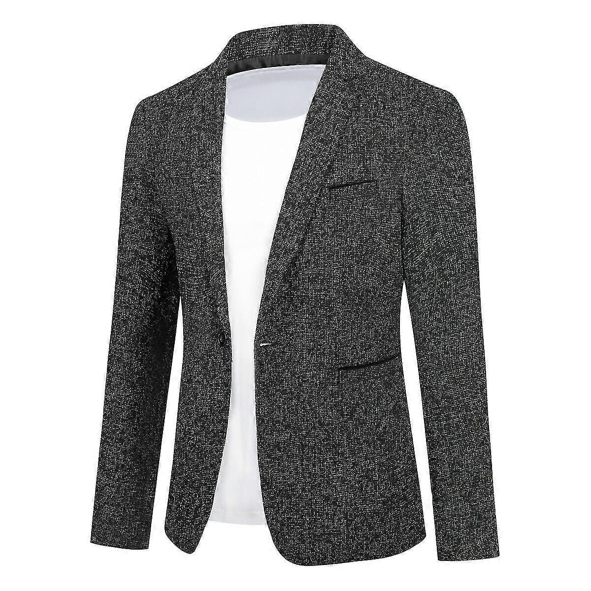 Allthemen Mens Sport Jacket Notched Lapel One Button Slim Blazer zxin