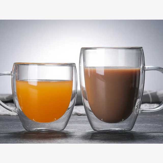 Double Layer Glass Cup with Handle - Insulated Coffee, Tea, and Beverage Mug for Hot & Cold Drinks