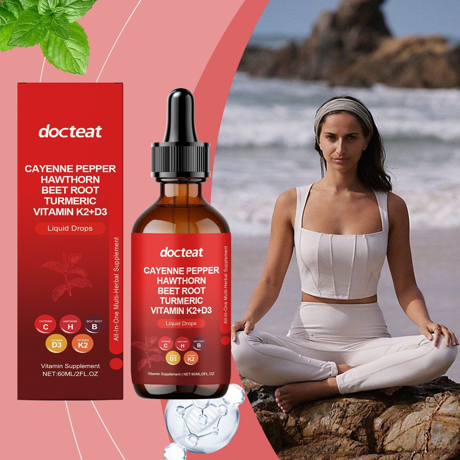 Boost Energy and Promote Metabolism with Vitamin Drops, Natural Nourishing Supplement ,60ml