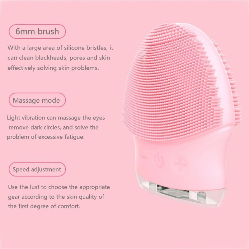 Electric Facial Cleansing Brush Silicone Sonic Vibration Face Scrubber Cleaner