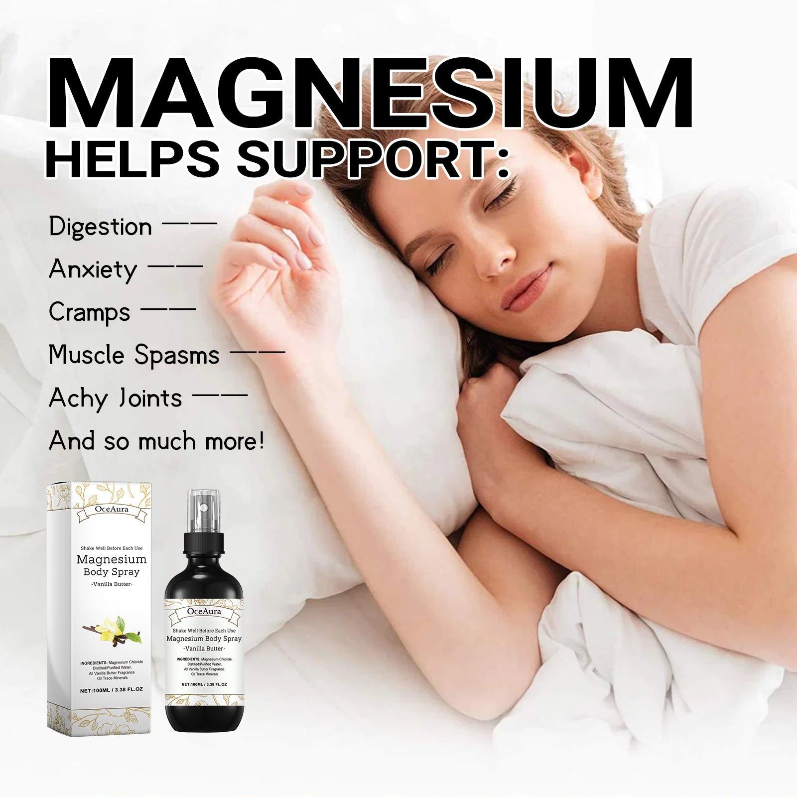 Magnesium Body Spray for Muscle Relief, Relaxation, Better Sleep, Body Care ,100ml