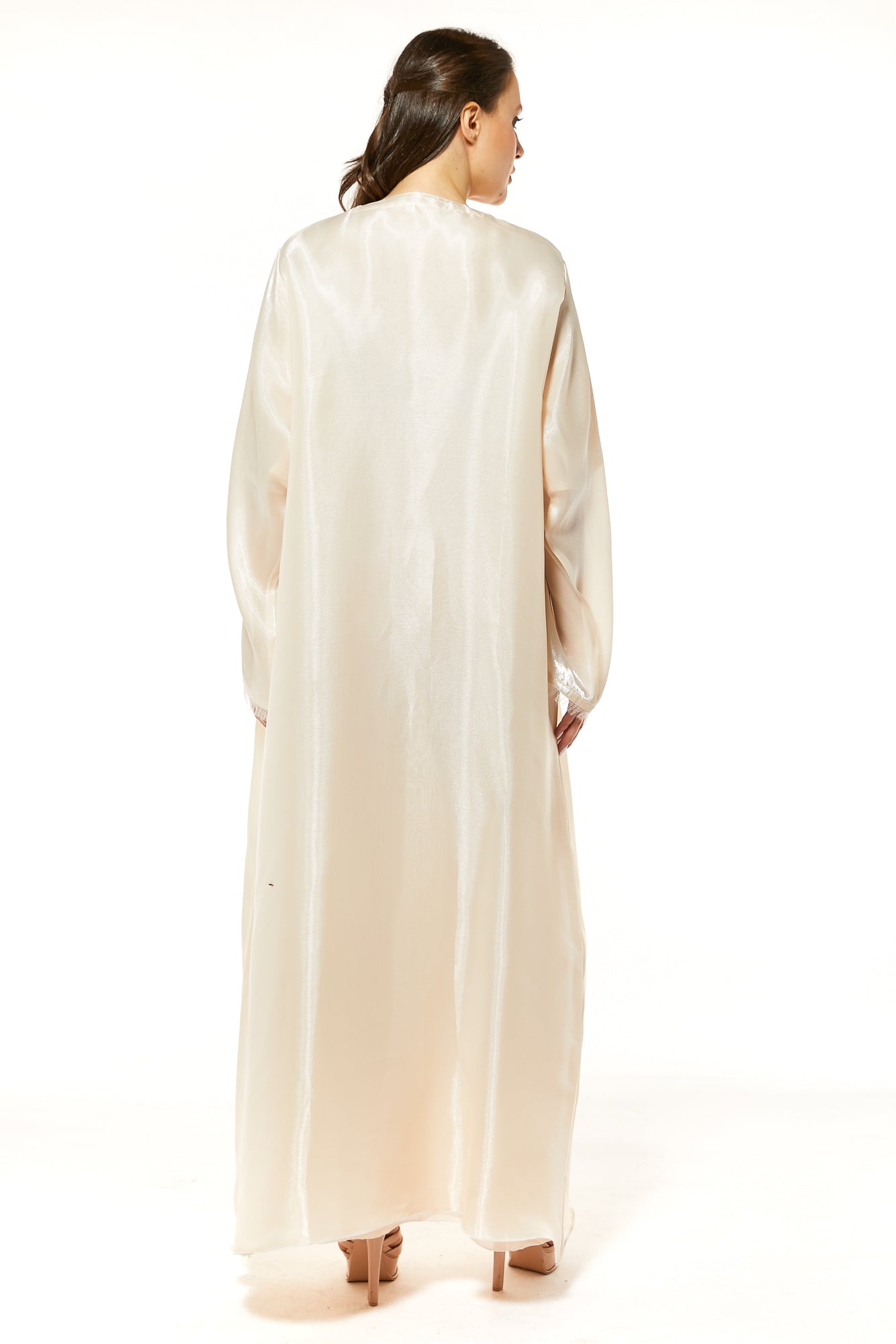 MOiSTREET Beige Organza Abaya Set