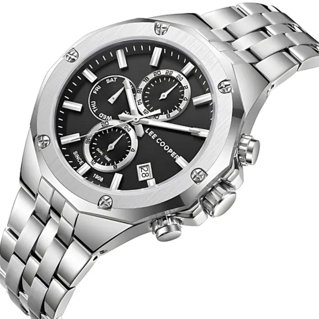 Lee Cooper Men MultiFunction Black Dial Watch, LC08104.350