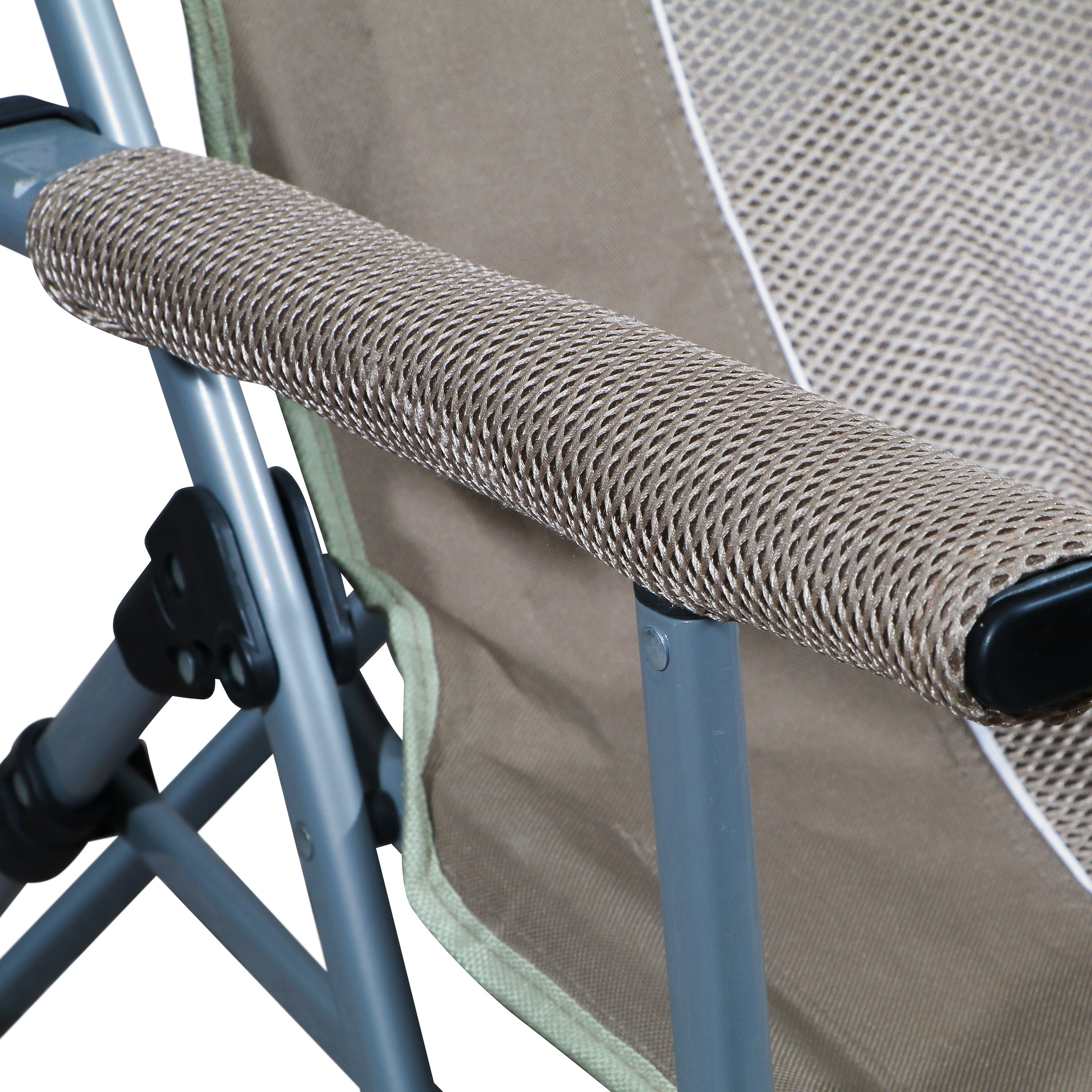 High-Back Folding Camping Chair with Breathable Mesh & Cup Holder