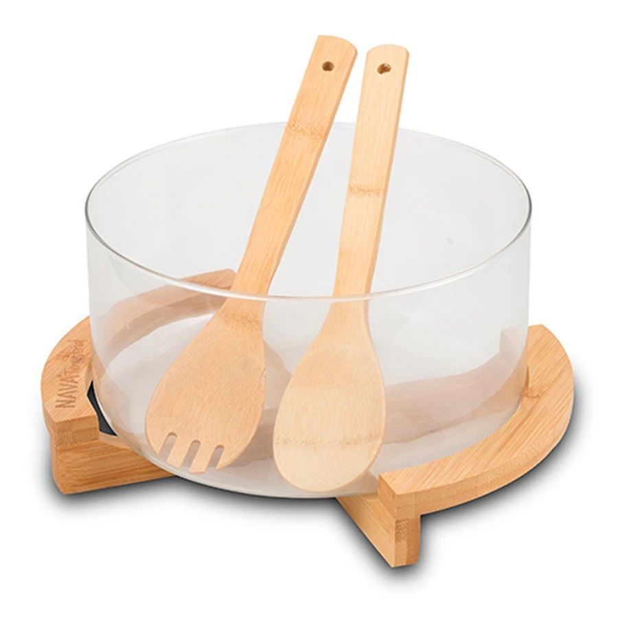 NAVA Salad Bowl Terrestrial With Bamboo Base, 24cm