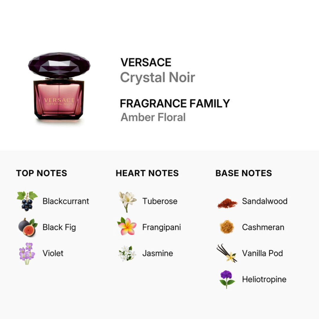 Versace Crystal Noir Pour Femme Eau de Parfum for Women, 90ml