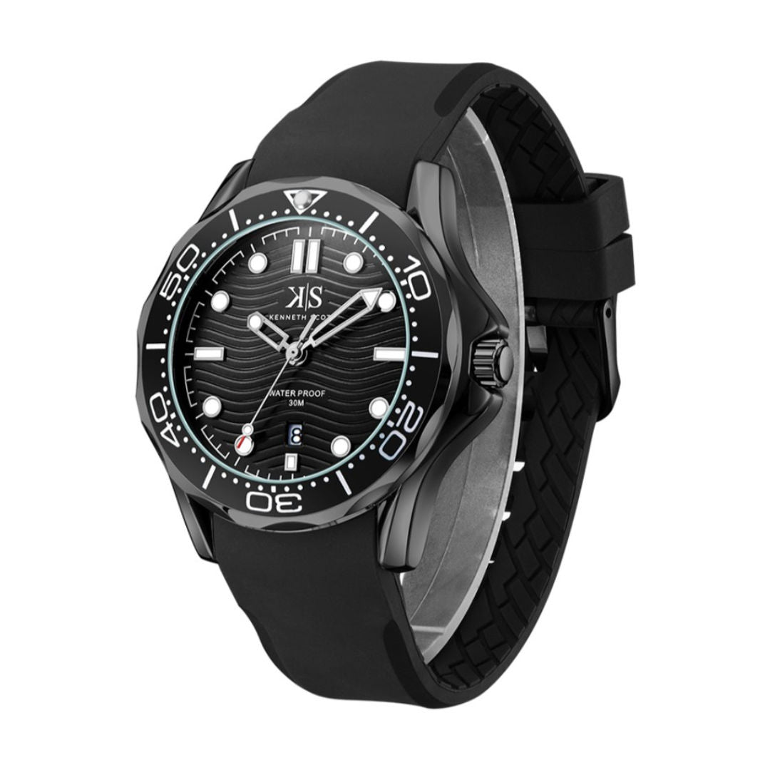 Kenneth Scott Men’s Quartz Analog Watch with Silicone or Stainless Strap, K22009 Series