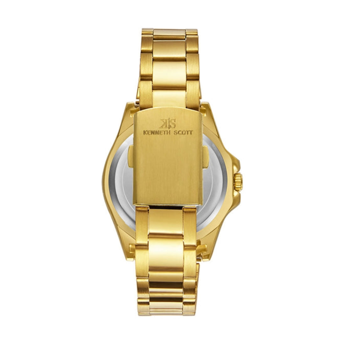 Kenneth Scott Men’s Analog Champagne Dial Watch, Tonneau Case, K23027-GBGC