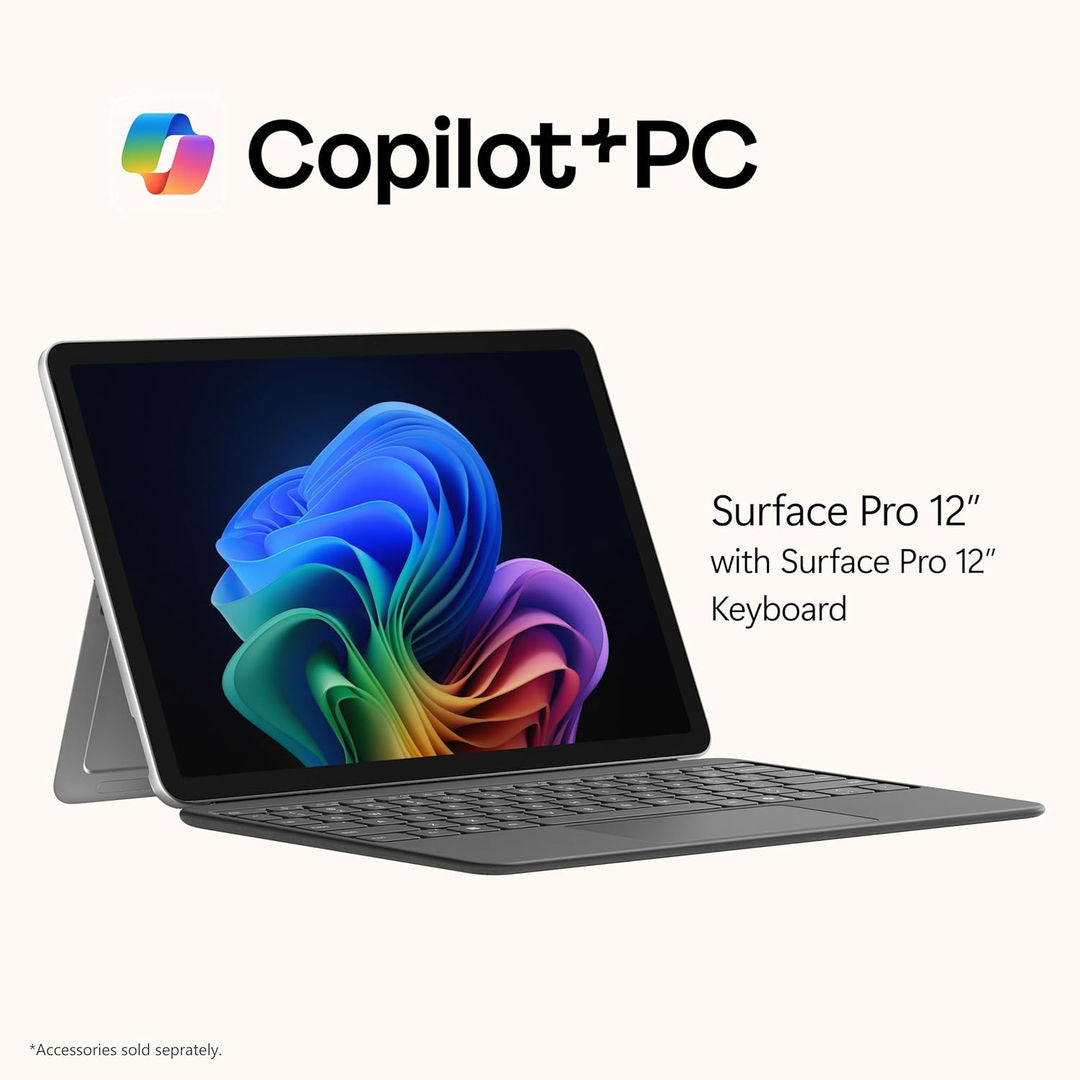 Microsoft Surface Pro 12 Copilot+ PC, 8 Core Snapdragon X Plus Processor, 16GB, 512GB 12 Inch Windows 11+ Arabic English Keyboard & Pen