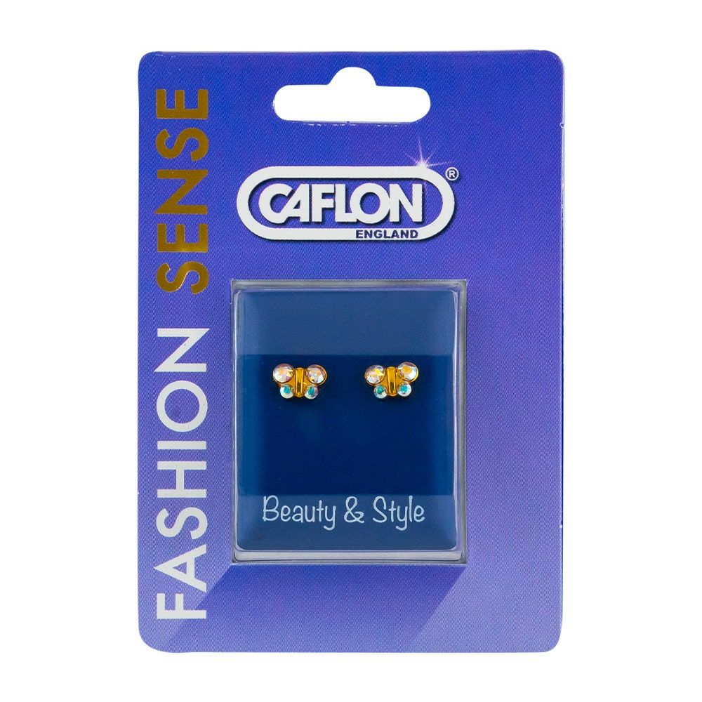 Caflon Fashion Sense Gold Plated Butterfly Rock Crystal Earring, 1Pc