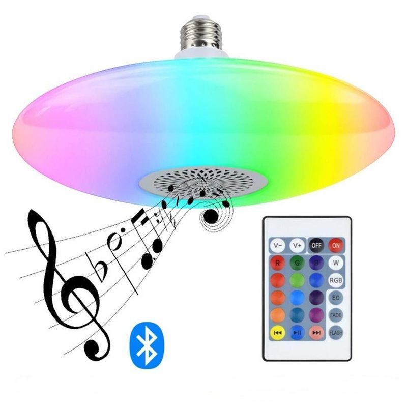 Music Ceiling Light RGB Colour Changing LED Lamp With Bluetooth Speaker Remote Control