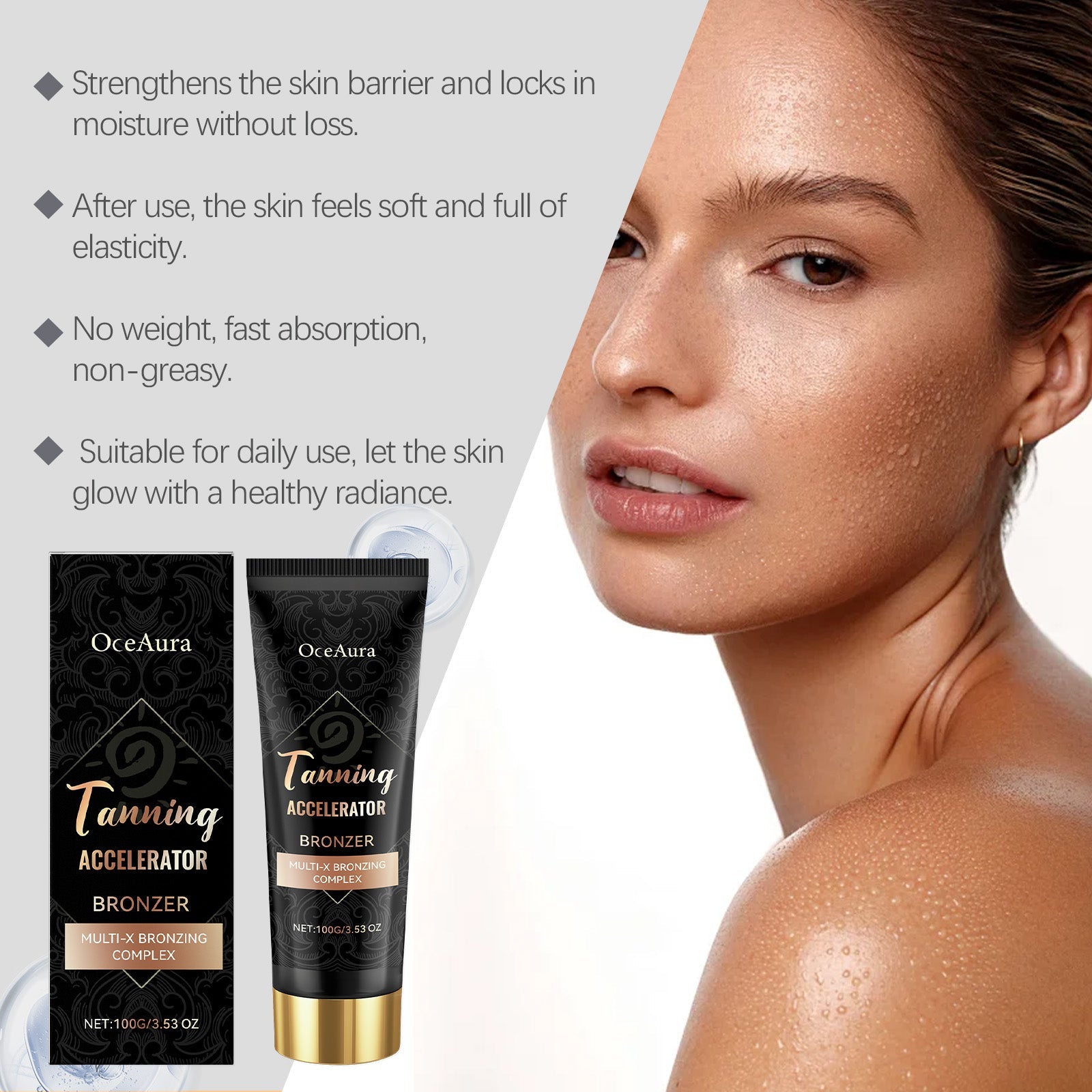 Blackening Cream for Summer Tanning, Glowing, Soft Skin, Long-Lasting Moisture ,100g