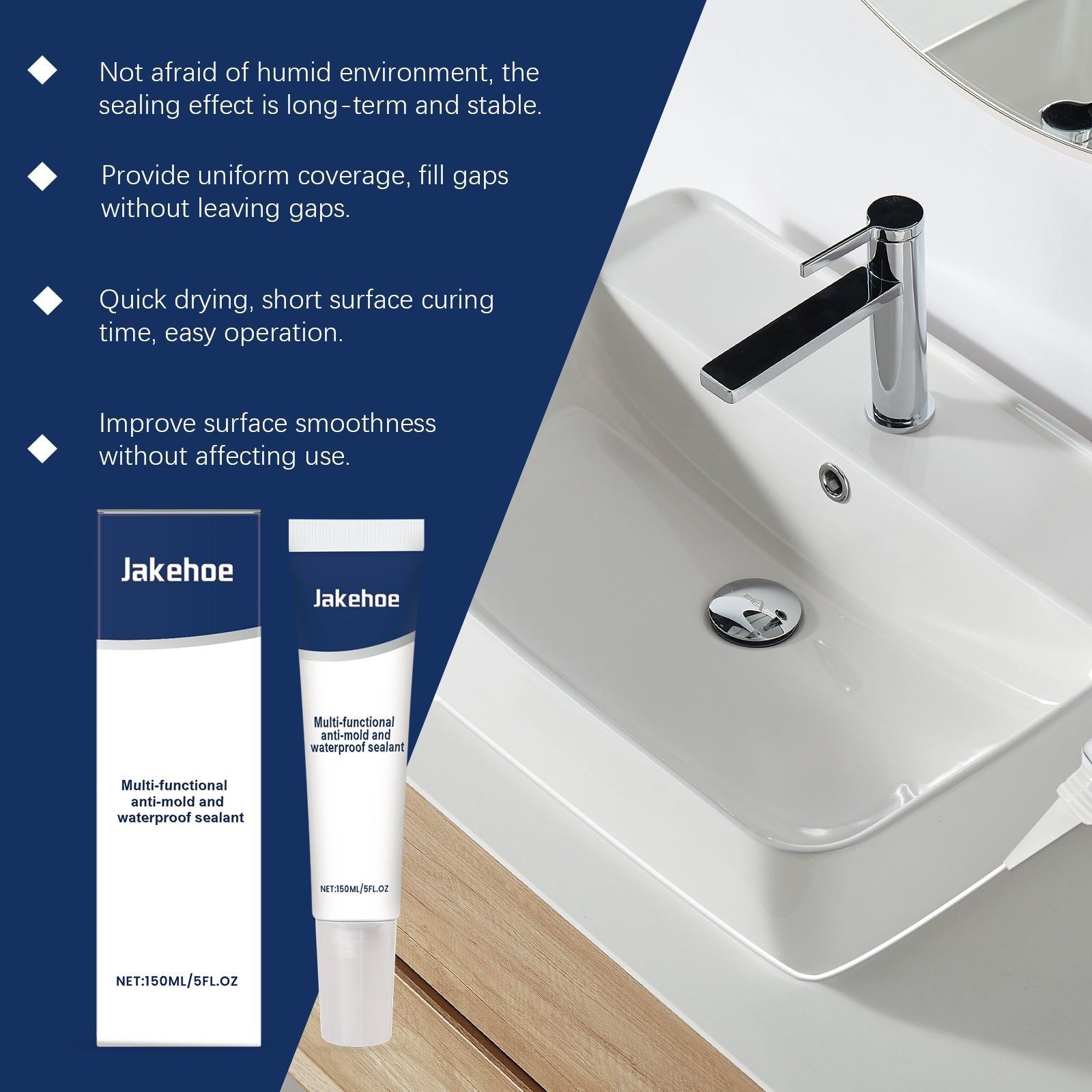 Waterproof Sealant, Stain Resistant, Leak Proof, Easy to Use, Bathroom Kitchen ,150ml