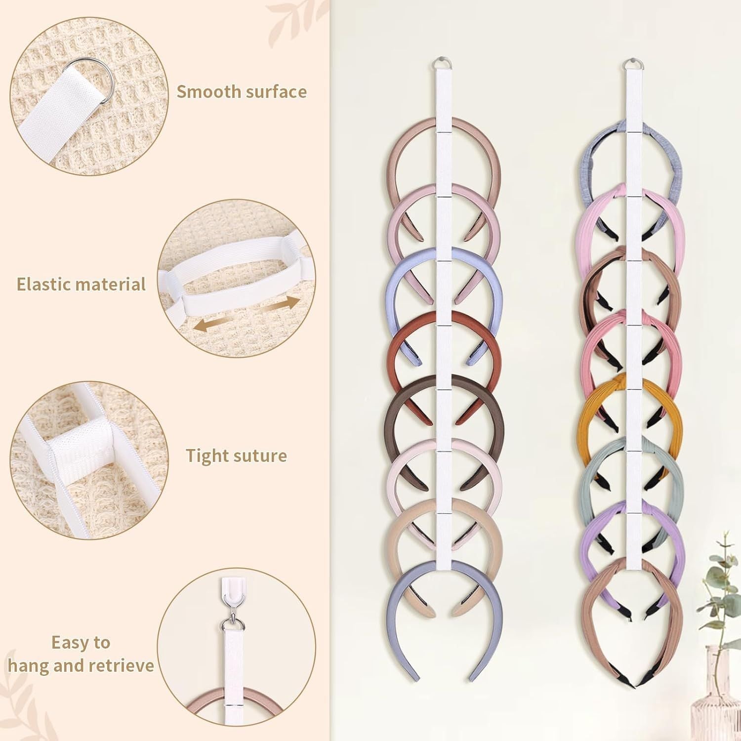 3 PCS Headband Holder Organizer Hanging Hairband Storage for GirlsWomen