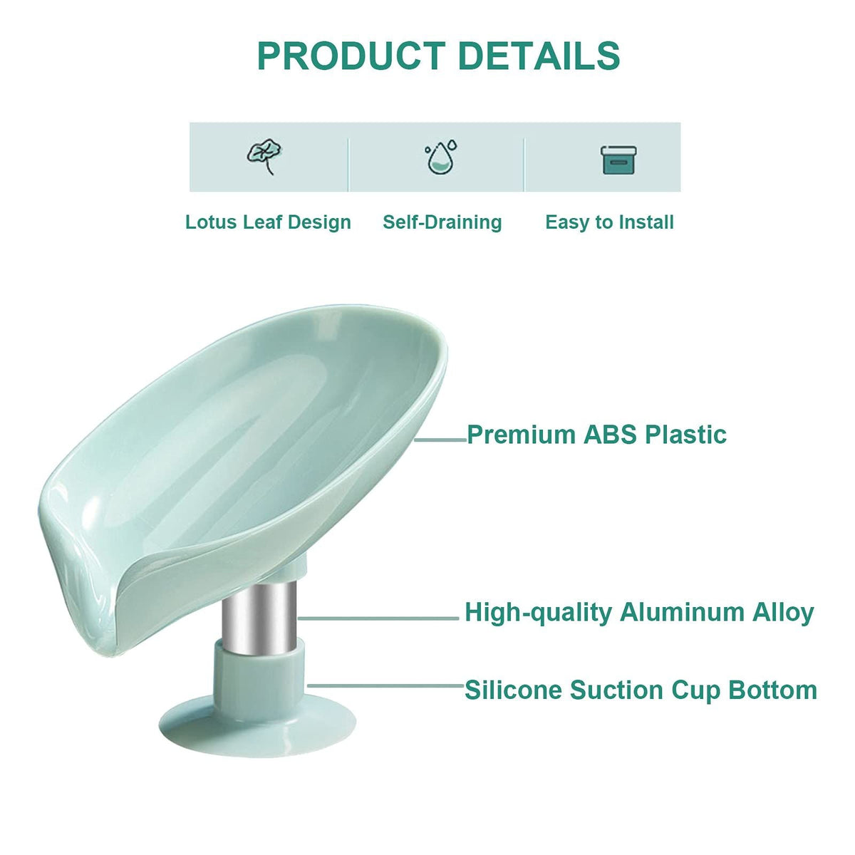 Bar Soap Holder Self Draining Soap Dish with Suction Cup Bathroom Soap Box Tray