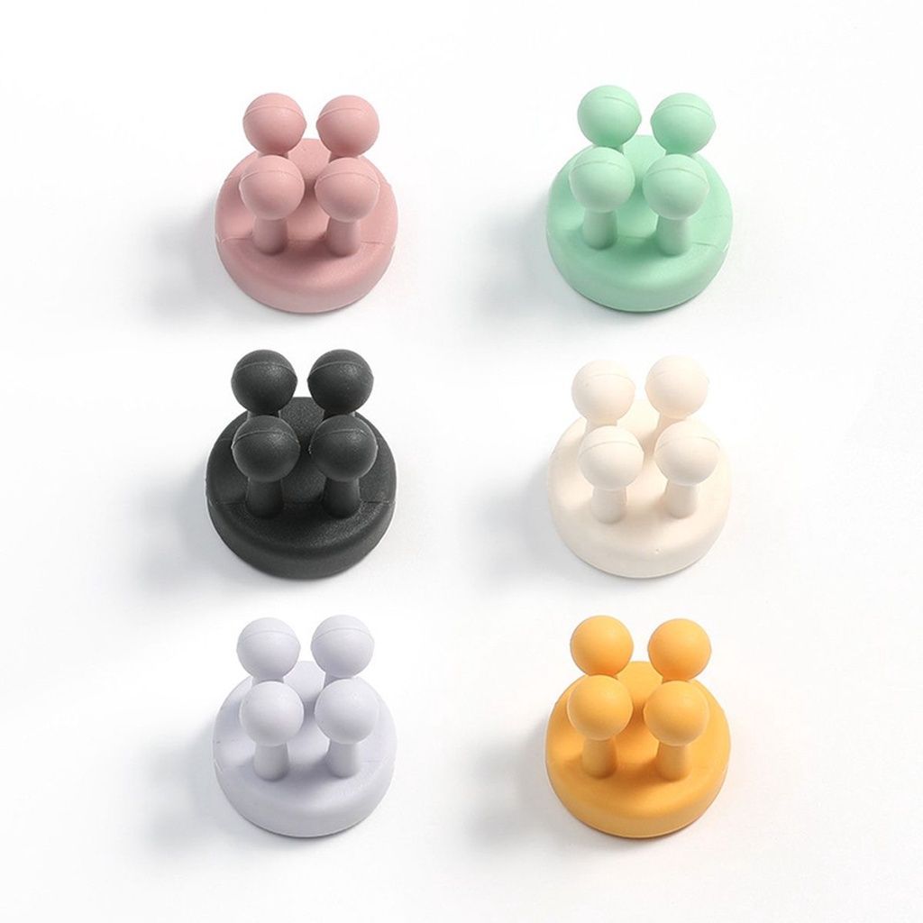 6pcs Silicone Adhesive Hook Utility Stand Plug Cable Holder Key Hook For Bathroom Kitchen