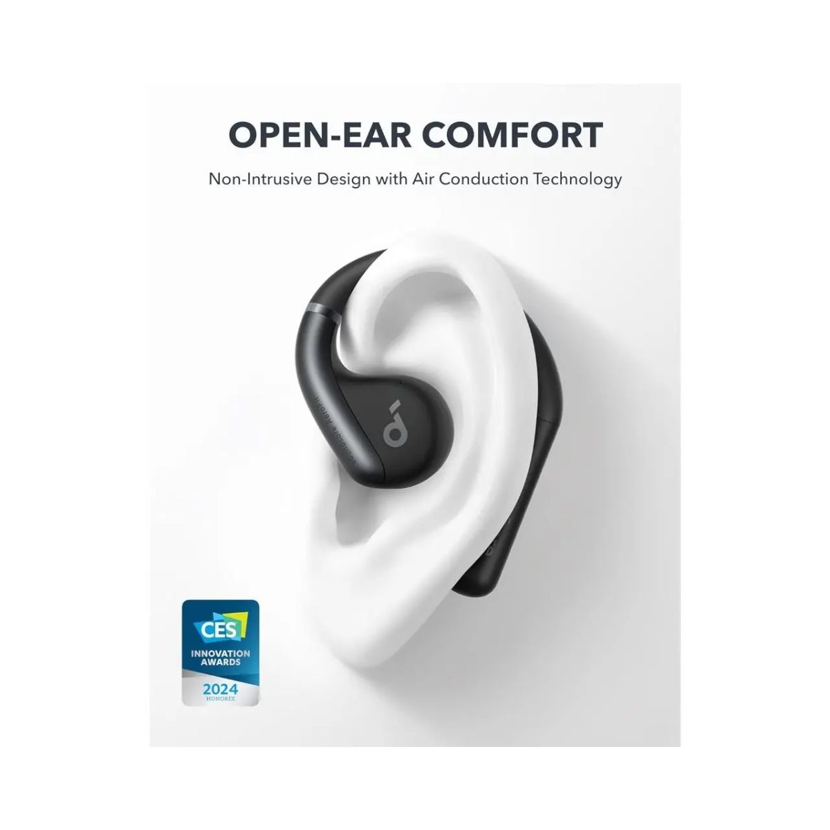 Anker Soundcore AeroFit Open-Ear Wireless Earbuds with AI Call Noise Reduction, Black
