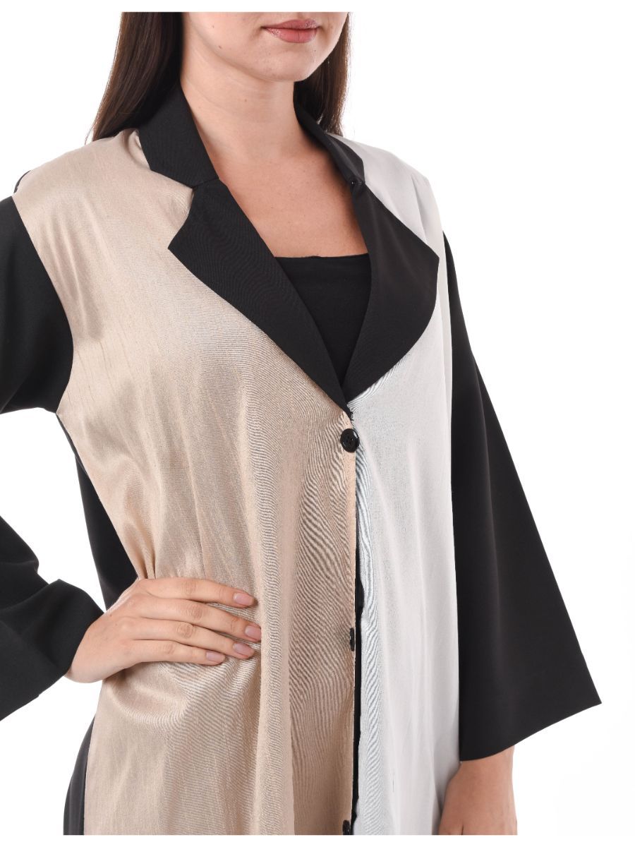 MOiSTREET Coat Style Colorblock Abaya
