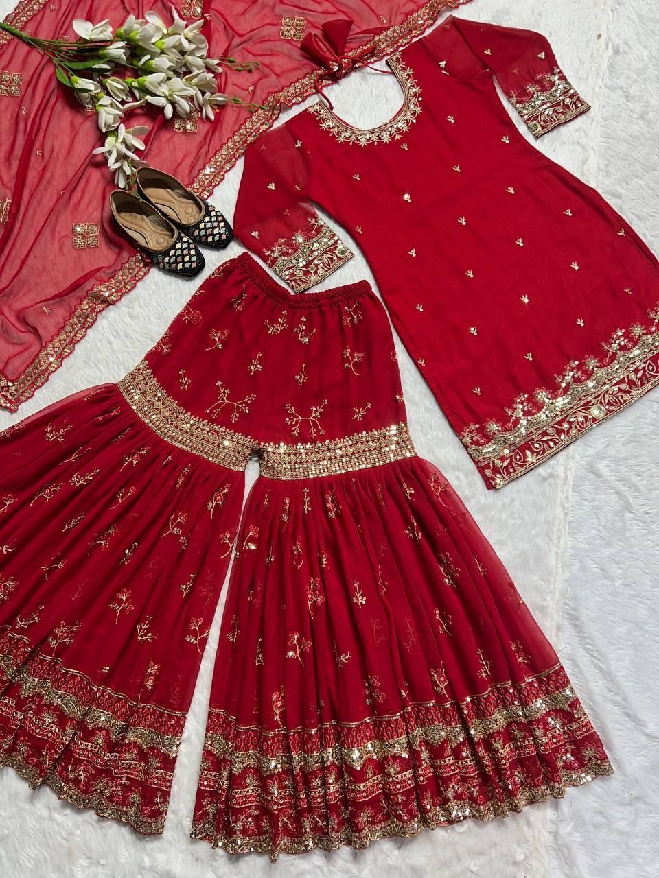 Fab Zone Sharara Plazzo Style Suit with Stylish Top