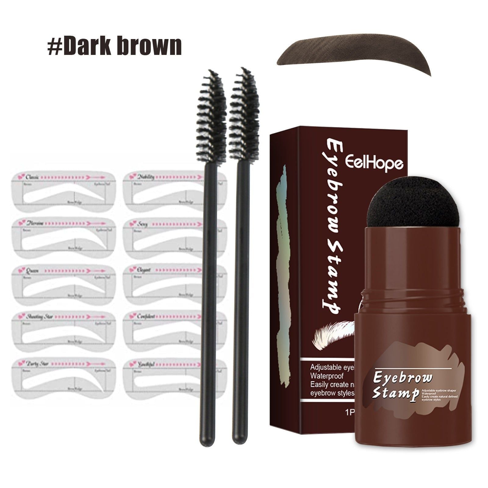 Brow Print Set Dark Brown, Waterproof, Natural, Quick Contouring, Perfect for Sparse Eyebrows ,1set